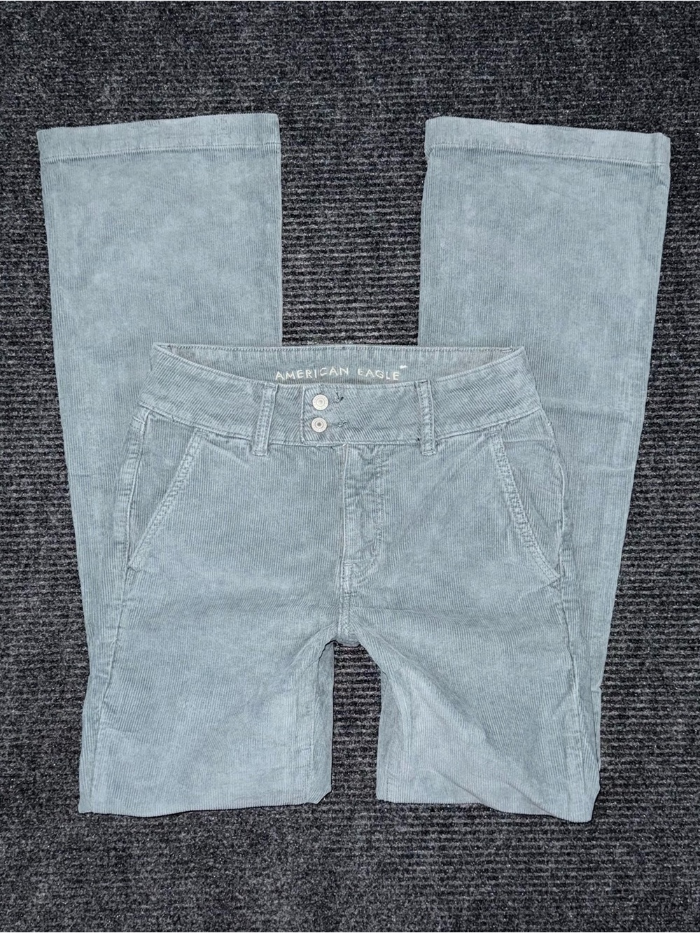 American Eagle Women’s 4 Corduroy High Rise Kick Boot Pants Green Y2K Retro 70s